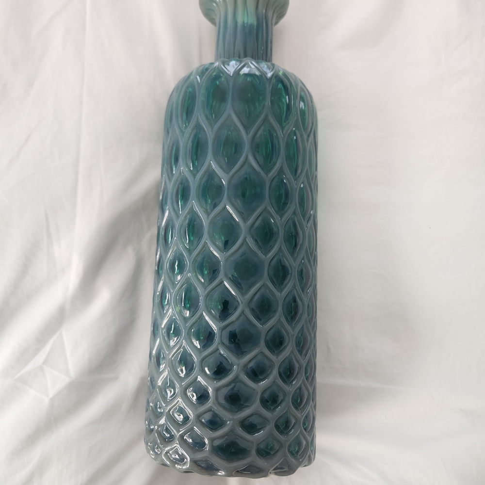 Pier 1 Elegant Blue Glass Vase Candle Holder